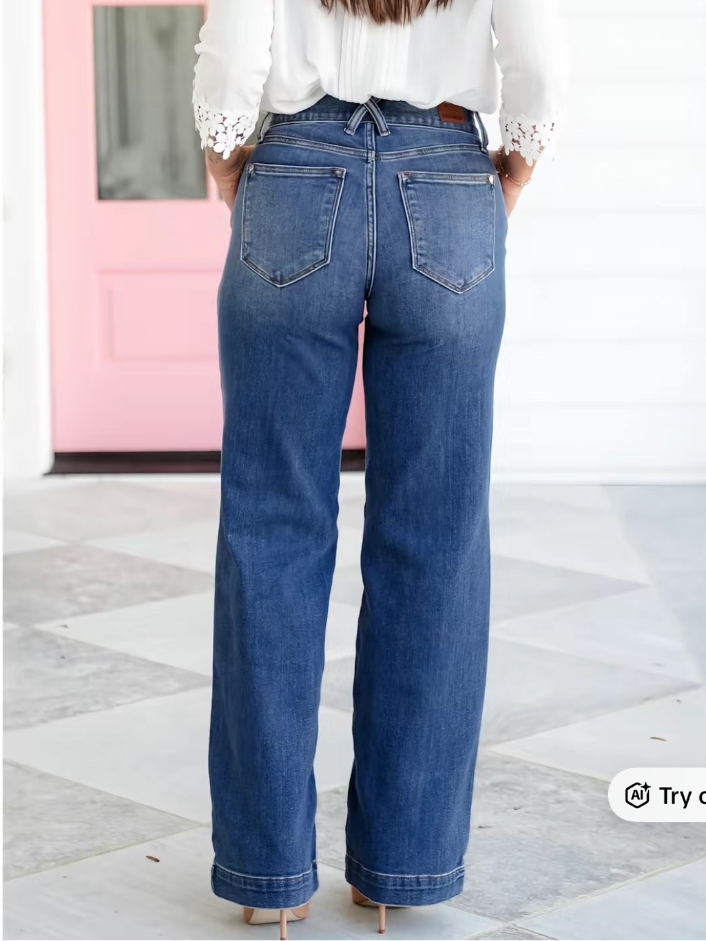 Nwt Sz 5/27 Judy Blue Wide Leg Trouser Jeans Medium Wash Stretch — image 2 of 8
